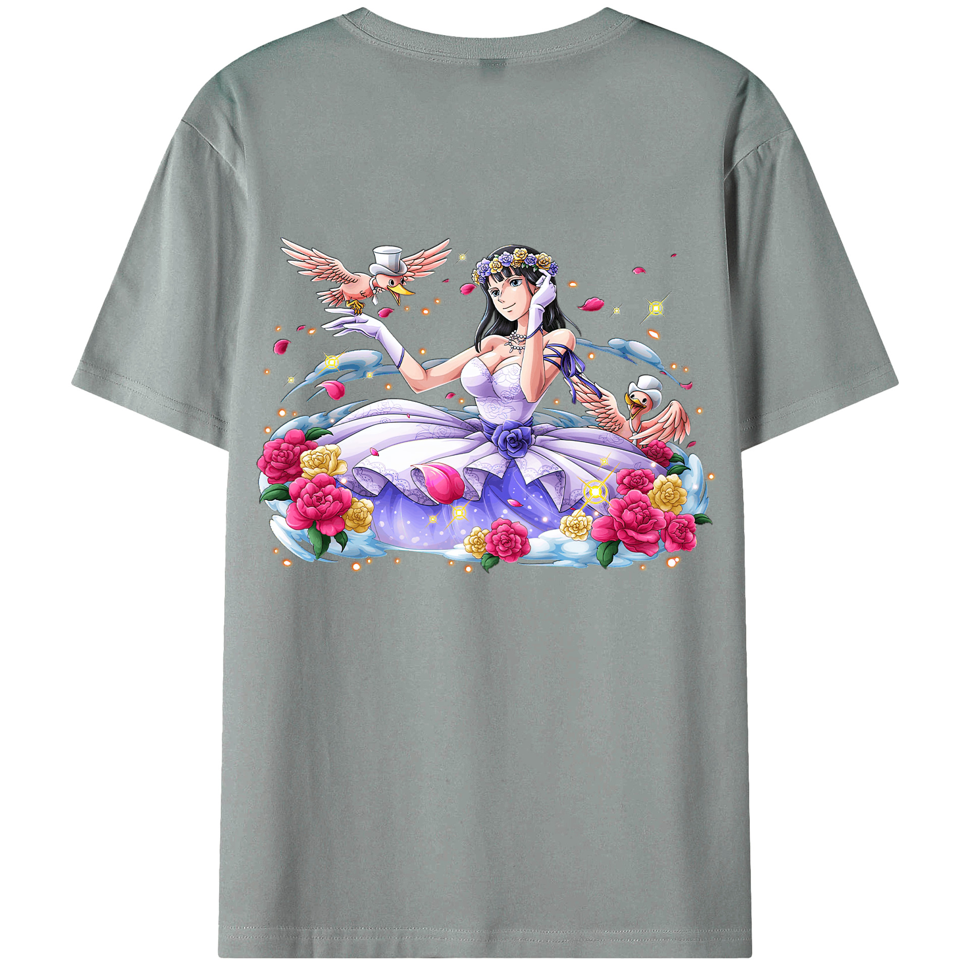 ワンピース ニコ・ロビン ONE PIECE Nico Robin 綿100％ メンズ半袖Tシャツ（バックプリント） 通気性